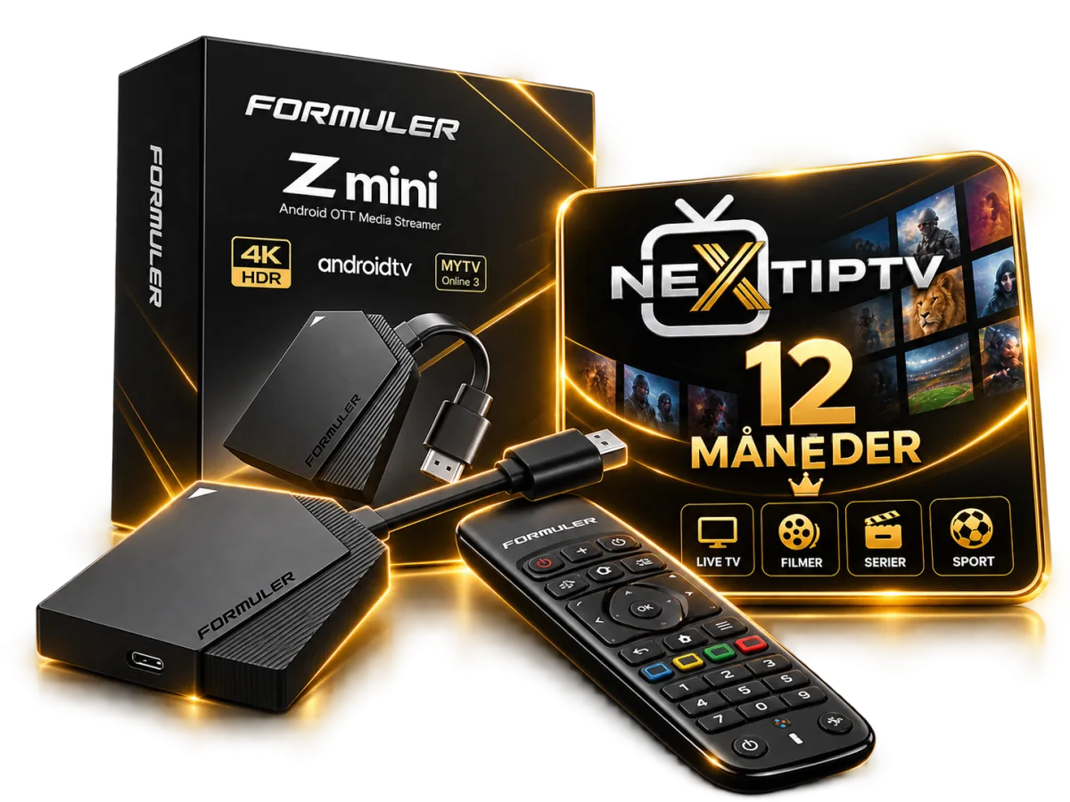 Formuler Z Mini med fjernkontroll og IPTV Next-pakken for 12 måneder