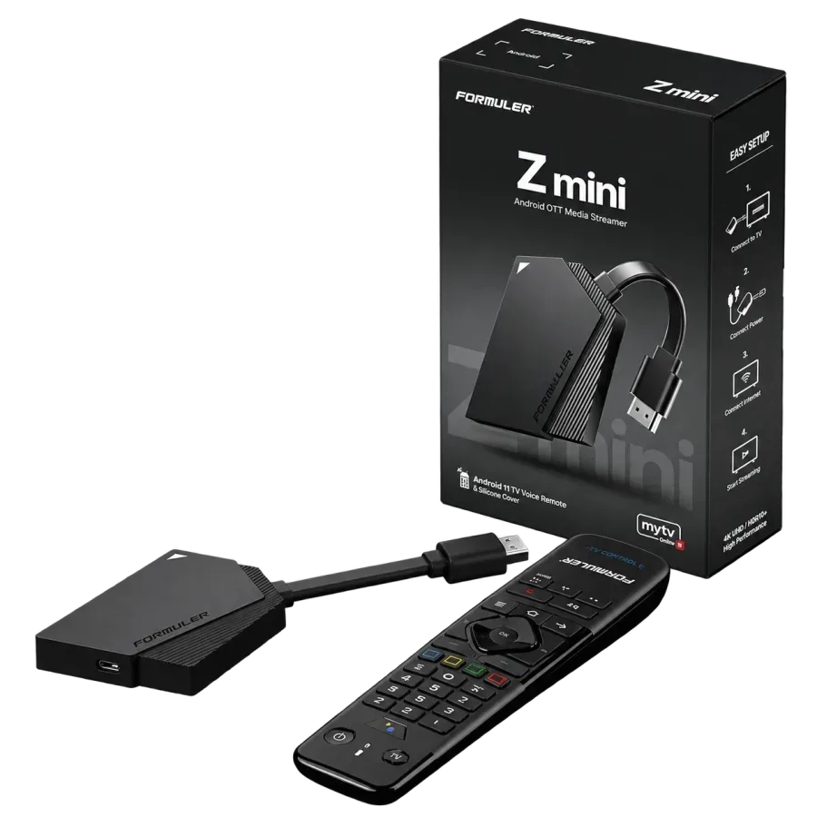 Formuler Z Mini med kabel, fjärrkontroll och förpackning